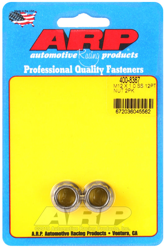 ARP M12 X 1.00 (M14 wr) SS 12pt nut kit - 400-8367