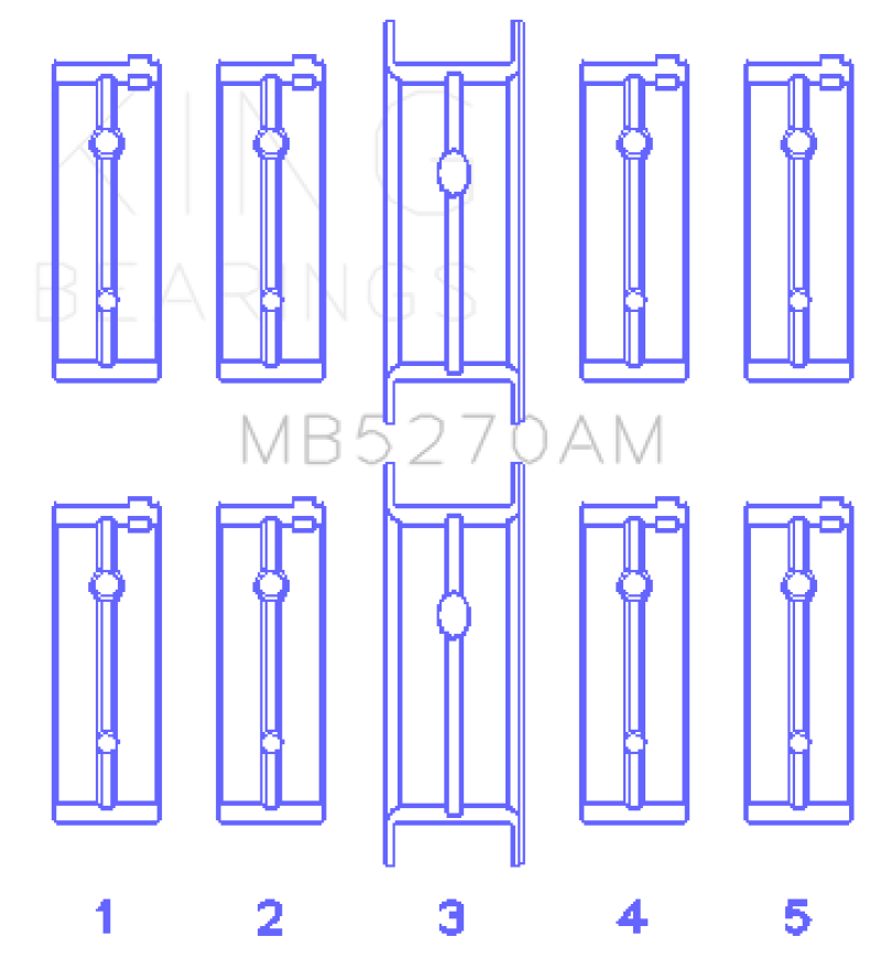 King Chrysler 148/148 Turbo DOHC 16V / Jeep 148 DOHC 16V (Size +0.75mm) Main Bearing Set - MB5270AM0.75