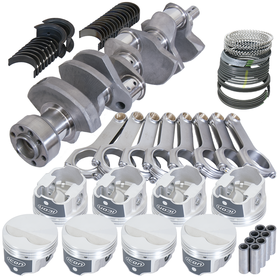 Eagle Chevy 350 1Pc 3.480in Crank 5.700in H-Beam -3.7cc Flat Top 4.000in Pistons Balanced Assembly - B12302L000 - front view