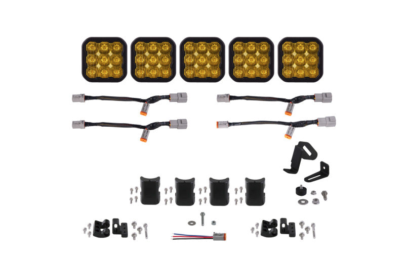 Diode Dynamics SS5 Pro Universal CrossLink 5-Pod Lightbar - Yellow Driving - DD7255