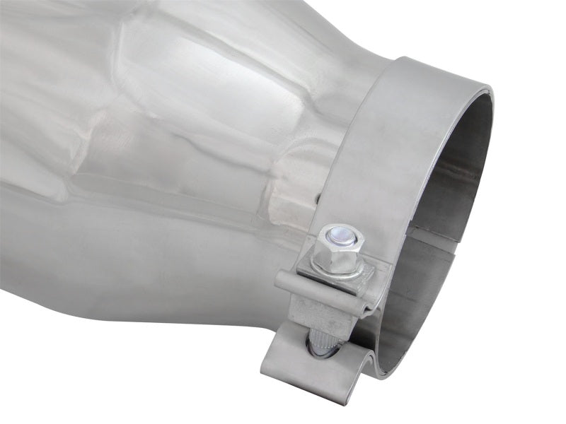 aFe MACH Force-XP 304 SS Right Side Single Wall Polished Exhaust Tip 4in Inlet x 6in Outlet x 12in L - 49T40601-P12