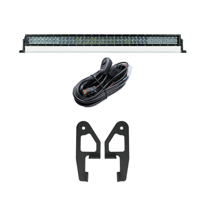 Cali Raised 10-24 Toyota 4Runner Roof Rack Front Light Bar Kit - 42in White Dual Row SPOT Beam - CR4288 - front view