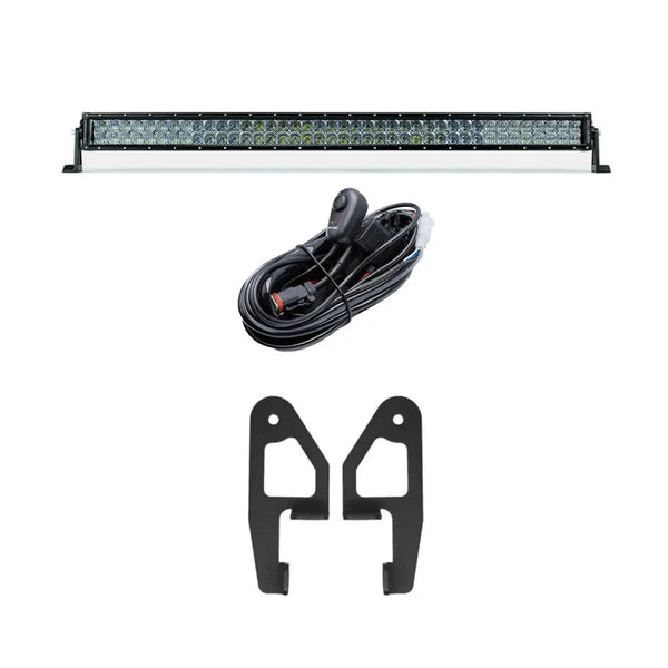 Cali Raised 10-24 Toyota 4Runner Roof Rack Front Light Bar Kit - 42in White Dual Row SPOT Beam - CR4288 - front view