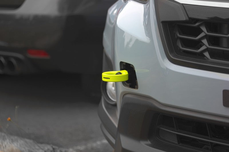 Perrin 22+ Subaru WRX / 18-21 Crosstrek / 14-21 Forester Tow Hook Kit (Front) - Neon Yellow - PSP-BDY-237NY