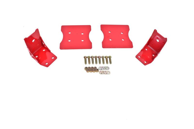 BMR 79-04 Fox Mustang Lower Torque Box Reinforcement Plates - Red - TBR003R for 1979-2004 Ford Mustang - front view