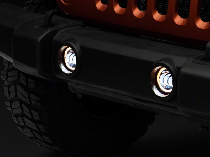 Raxiom 07-23 Jeep Wrangler JK &amp; JL Axial Series Halo LED Fog Lights- Amber - J130812