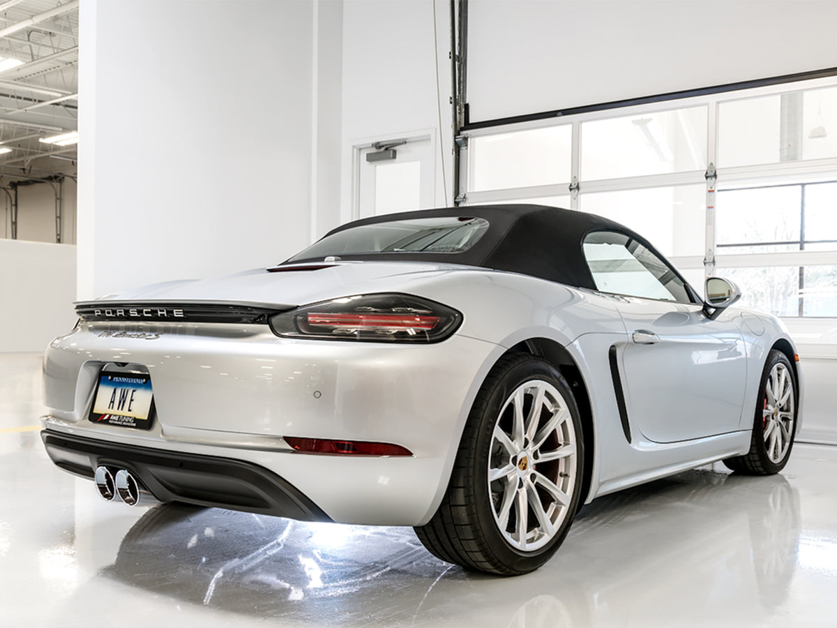 AWE Tuning Porsche 718 Boxster / Cayman SwitchPath Exhaust (PSE Only) - Chrome Silver Tips - 3025-32020
