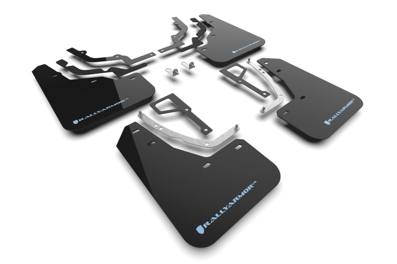 Rally Armor 2025+ Hyundai Ioniq 5 N Black Mud Flap w/ Light Blue Logo - MF117-UR-BLK-PBL