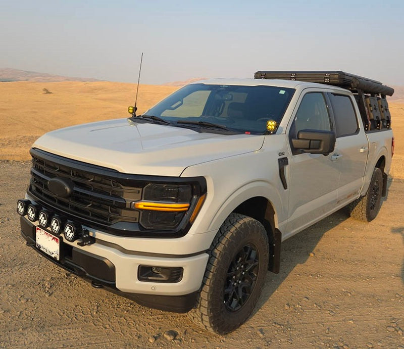 Rally Armor 21-24 Ford F-150 (Excl. Raptor) Black UR Mud Flap w/White Logo - MF115-UR-BLK-WH