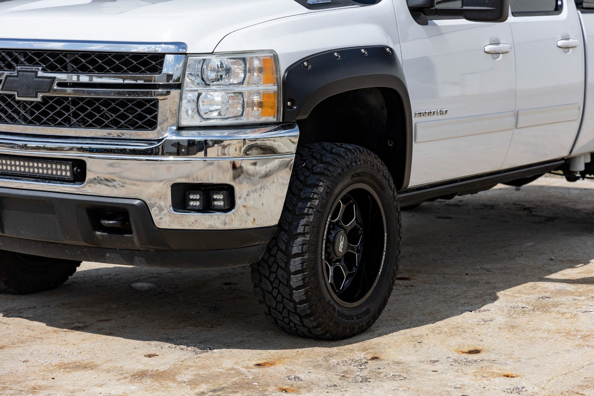Pocket Fender Flares | 6&#39;7&quot; &amp; 8&#39; Bed | GIW Graystone | Chevy Silverado 1500/2500HD/3500HD (07-14)