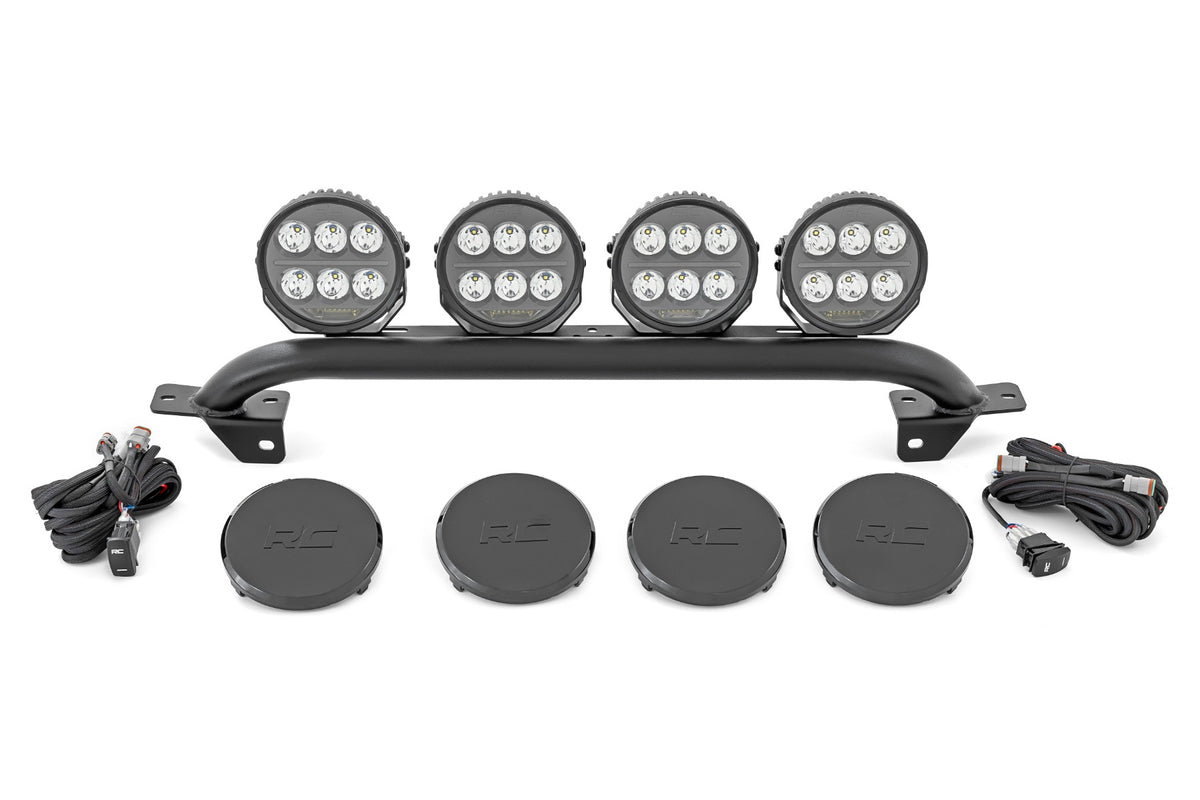 Rough Country - Light Bar Mount - 6.5 Inch Round LED (Quad) - OE Modular Steel - Ford Bronco (21-25) - 51137 for 2021-2024 Fo