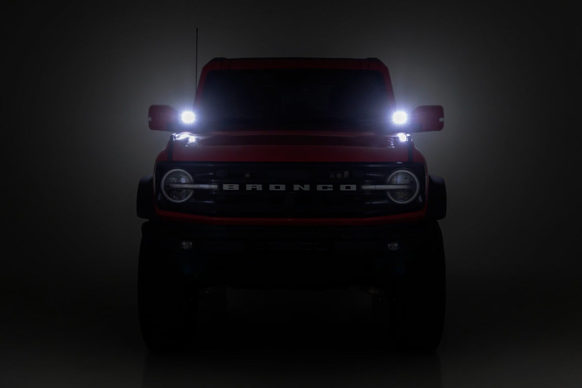 LED Light Kit | Ditch Mount | 3.5&quot; Black Round Pair | Amber DRL | Ford Bronco (21-24)