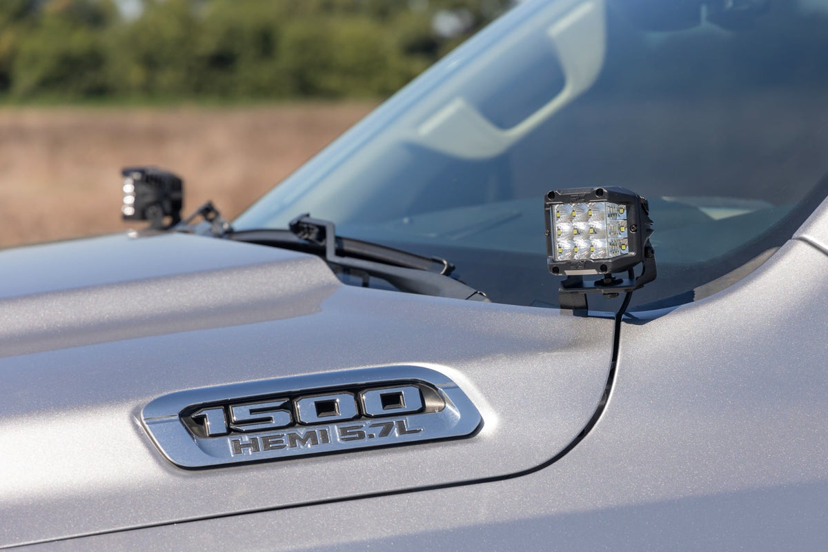 Rough Country - LED Light Kit - Ditch Mount - 2" Black Pair - White DRL - Ram 1500 (19-25) - 82292 by Rough Country - close-u
