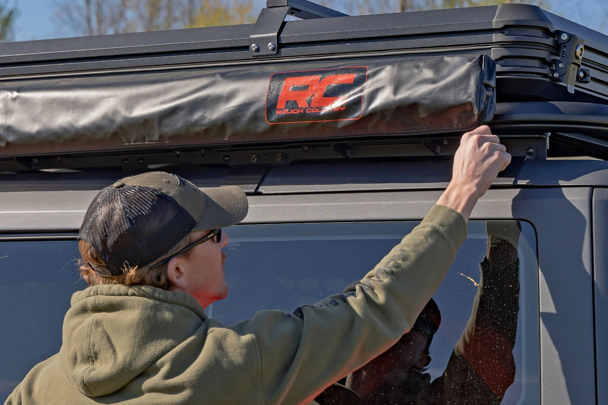Rough Country - Retractable Roof Rack Awning - 6'6" x 9'8" (Fits Trucks & SUVs) - 99081 by Rough Country - installed view