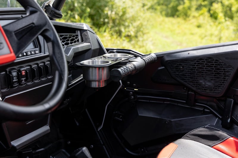 Rough Country - Passenger Grip Handle Dual Cup Holder - Polaris RZR S 570/RZR S4 1000 - 93058 by Rough Country - front view