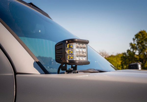 Cali Raised 10-24 Toyota 4Runner Low Profile Led Ditch Light Brackets Kit - Brackets W/ 3X2 18W Led - CR2493 - front view