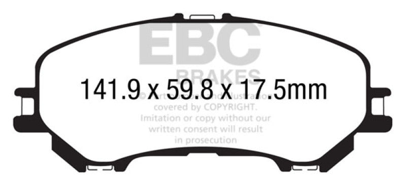 EBC 14+ Nissan Rogue 2.5 2 row seating Greenstuff Front Brake Pads - DP63032