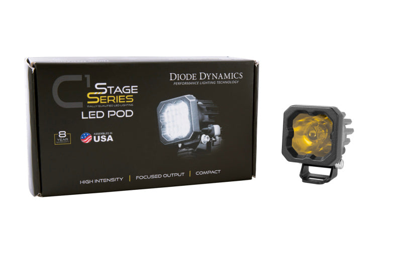 Diode Dynamics Stage Series C1 LED Pod Sport - Yellow Spot Standard ABL Each - DD6453S by Diode Dynamics - package contents