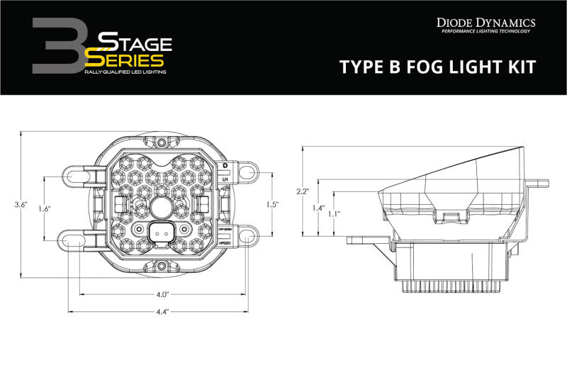 Diode Dynamics SS3 Sport Type B Kit ABL - Yellow SAE Fog - DD6997 for 2006-2024 Toyota RAV4 - installed view