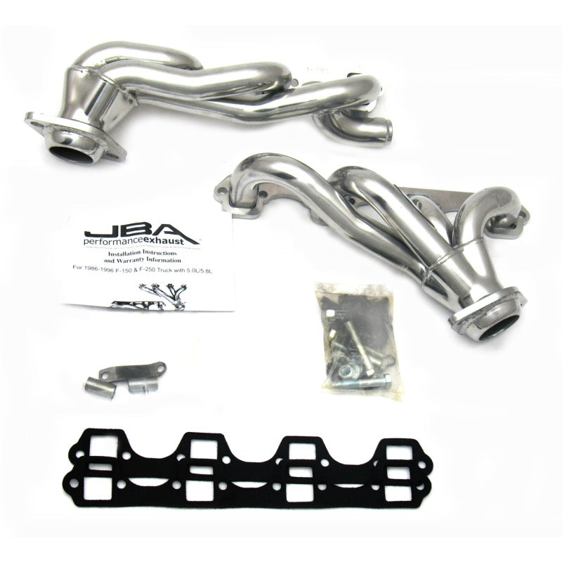 JBA 87-96 Ford F-150 5.8L SBF 1-5/8in Primary Silver Ctd Cat4Ward Header - 1628SJS