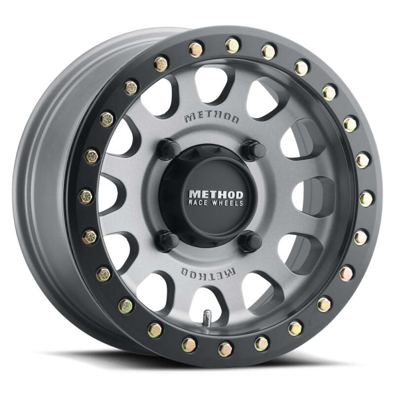 Method MR401 UTV Beadlock 15x6 / 5+1/53mm Offset / 4x156 / 132mm CB Titanium Wheel- Matte Black Ring - MR40156046851B