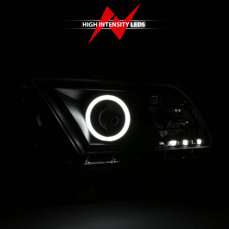 ANZO 2010-2014 Ford Mustang Projector Headlights w/ Halo Black (CCFL) - 121323