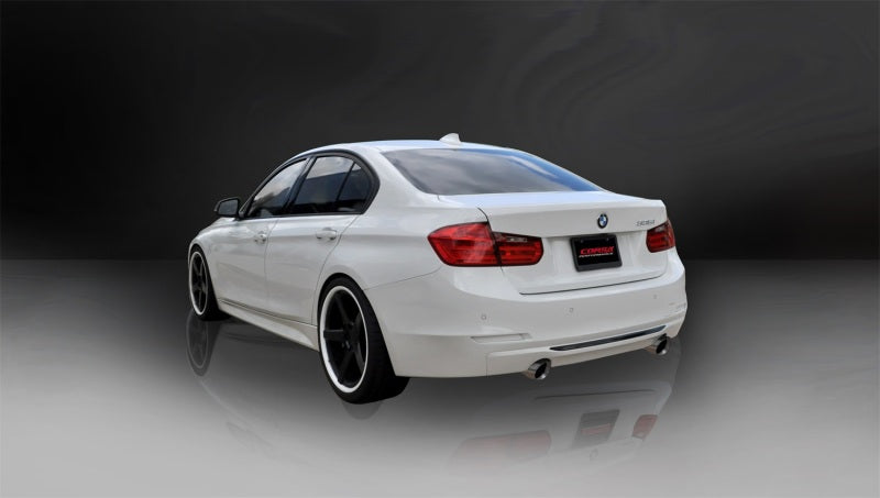 Corsa 2012-17 BMW 335i Sedan RWD F30 3in Polished Touring Dual Rear Single 3.5in Tip Cat-BackExhaust - 14937