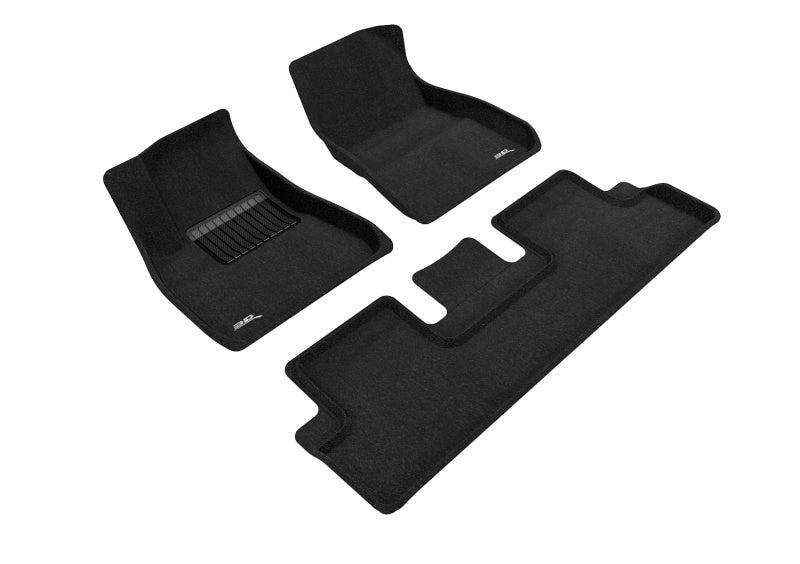 3D MAXpider 2018-2019 Tesla Model 3 Elegant 1st &amp; 2nd Row Floormats - Black - L1TL00404609
