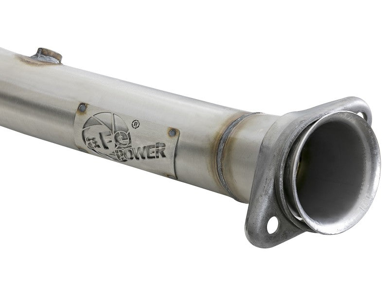 aFe POWER 14-18 Chevrolet Corvette C7 &amp; Z06 Twisted Steel 3in 304 Stainless Steel Mid Pipe w/ Cat - 48-34130-1YC