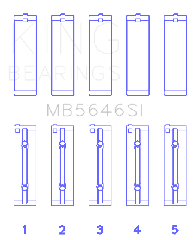 King Engine Bearings Toyota 1Azfe/2 Azfe (Size +0.50mm) Main Bearing Set - MB5646SI0.5