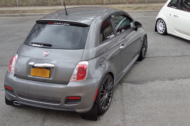 Rally Armor 12-18 Fiat 500 (Pop/Sport/Lounge/Abarth) Black UR Mud Flap w/ Red Logo - MF25-UR-BLK/RD