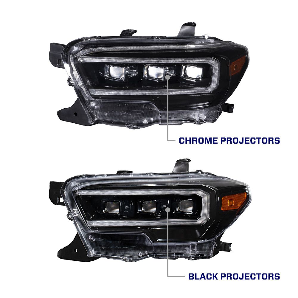 Diode Dynamics 16-23 Toyota Tacoma LED Proj. Headlights w/ Selectable DRL - Chrome - FL0112