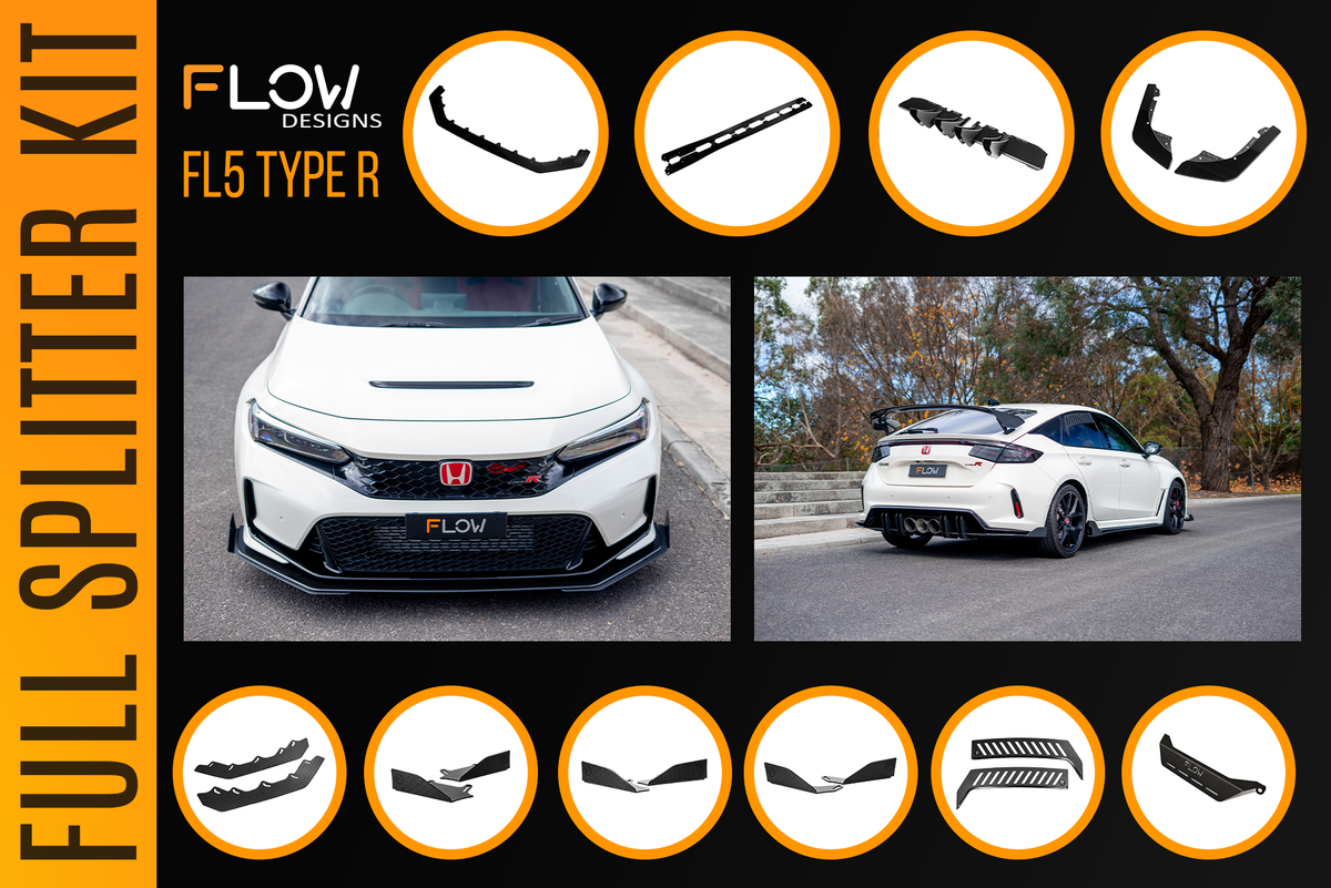 Flow Designs - Honda FL5 Civic Type R - Full Lip Splitter Set