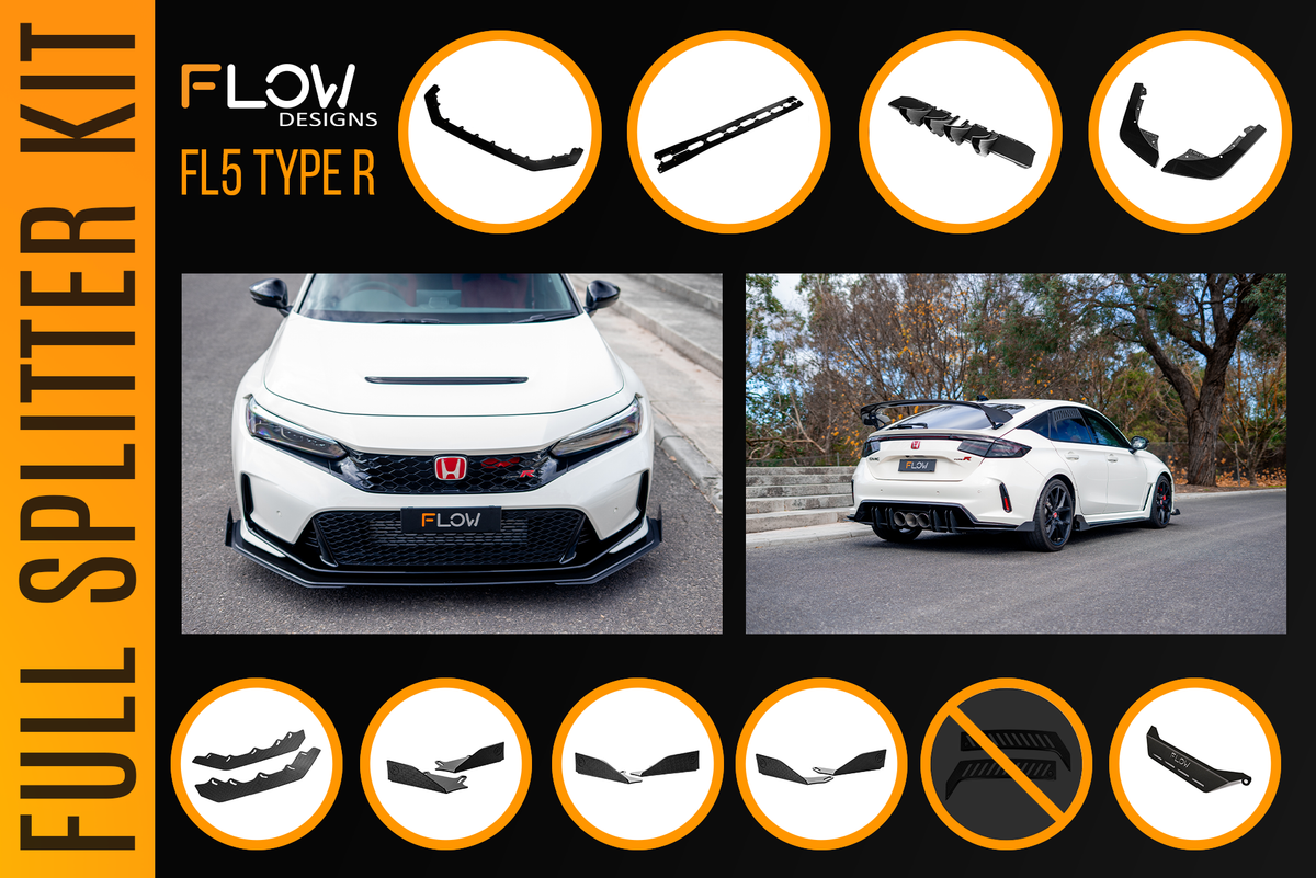 Flow Designs - Honda FL5 Civic Type R - Full Lip Splitter Set