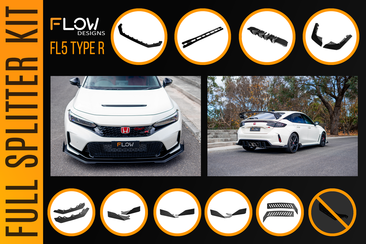 Flow Designs - Honda FL5 Civic Type R - Full Lip Splitter Set