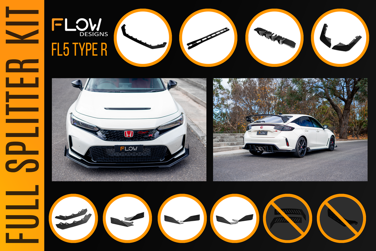 Flow Designs - Honda FL5 Civic Type R - Full Lip Splitter Set