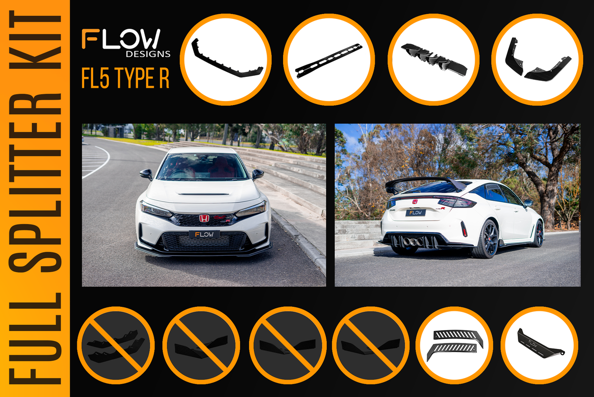 Flow Designs - Honda FL5 Civic Type R - Full Lip Splitter Set