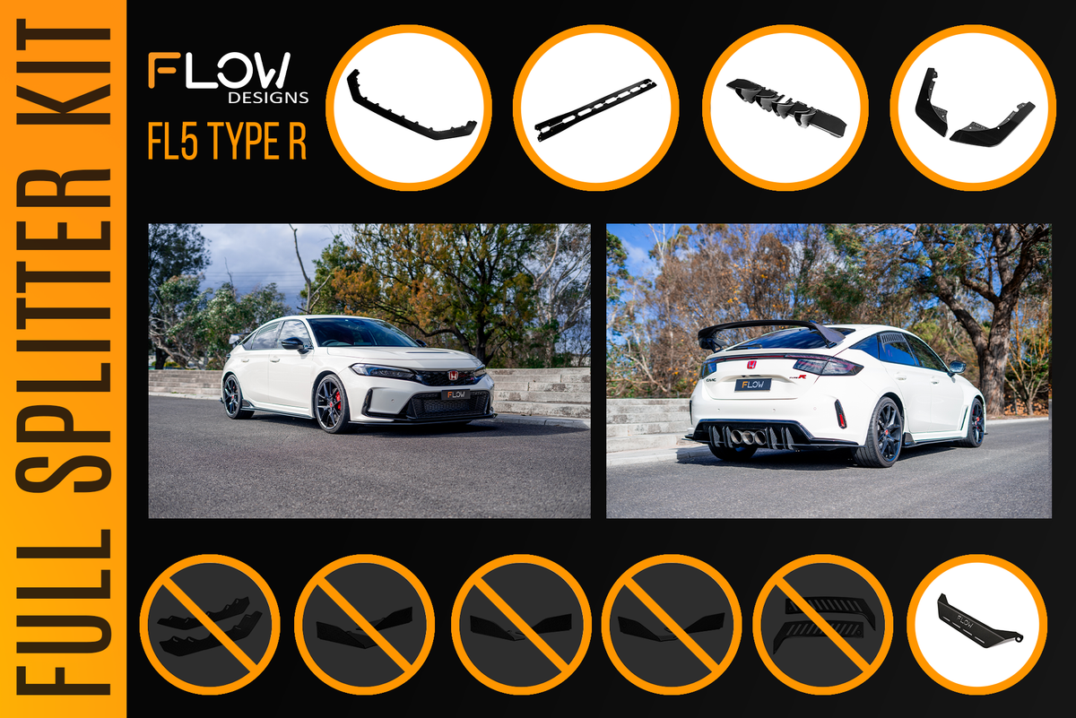 Flow Designs - Honda FL5 Civic Type R - Full Lip Splitter Set