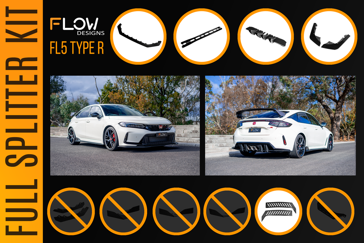 Flow Designs - Honda FL5 Civic Type R - Full Lip Splitter Set