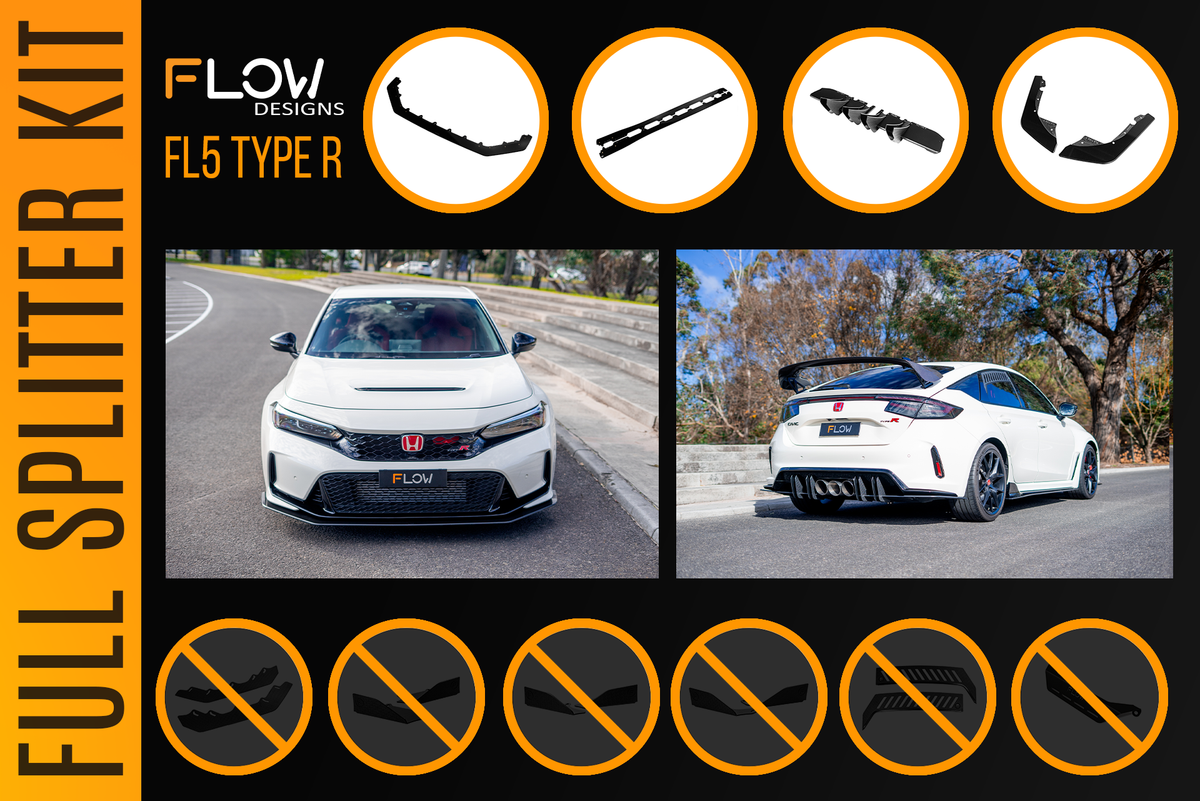 Flow Designs - Honda FL5 Civic Type R - Full Lip Splitter Set