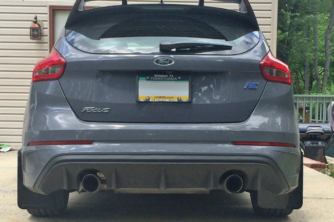 Rally Armor 12-19 Ford Focus ST / 16-19 RS Black UR Mud Flap w/ Nitrous Blue Logo - MF27-UR-BLK/NB