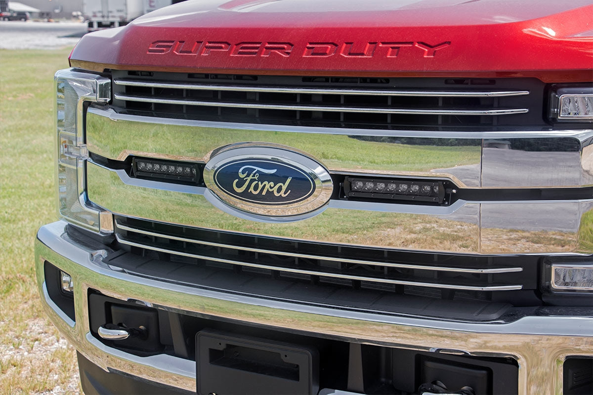 Rough Country - LED Light Kit - Grille Mount - 8" Black Pair - Ford F-250 Super Duty (17-19) - 70697 by Rough Country - angle