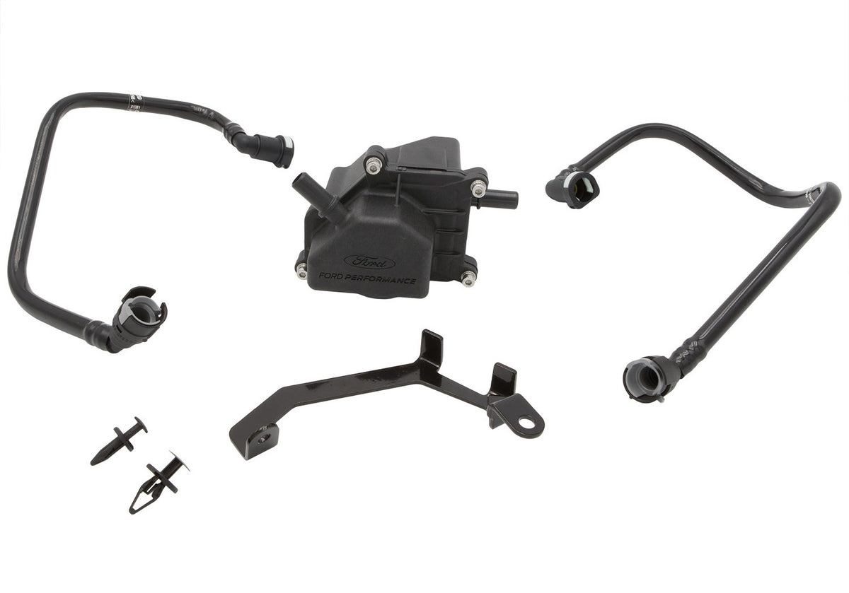 Ford Performance 2.3L Mustang EcoBoost Oil-Air Separator LH — in use (FRPM-6766-A23)