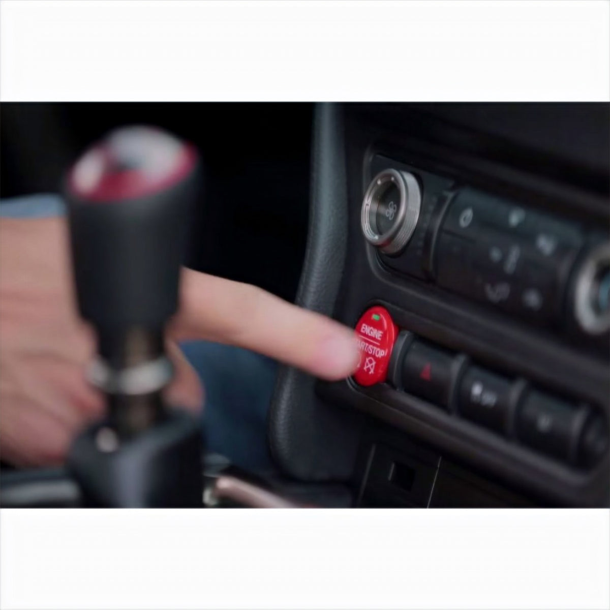 Ford Performance 2015-2017 Mustang Red Starter Button Installation Kit — alternate view (FRPM-10B776-MR)
