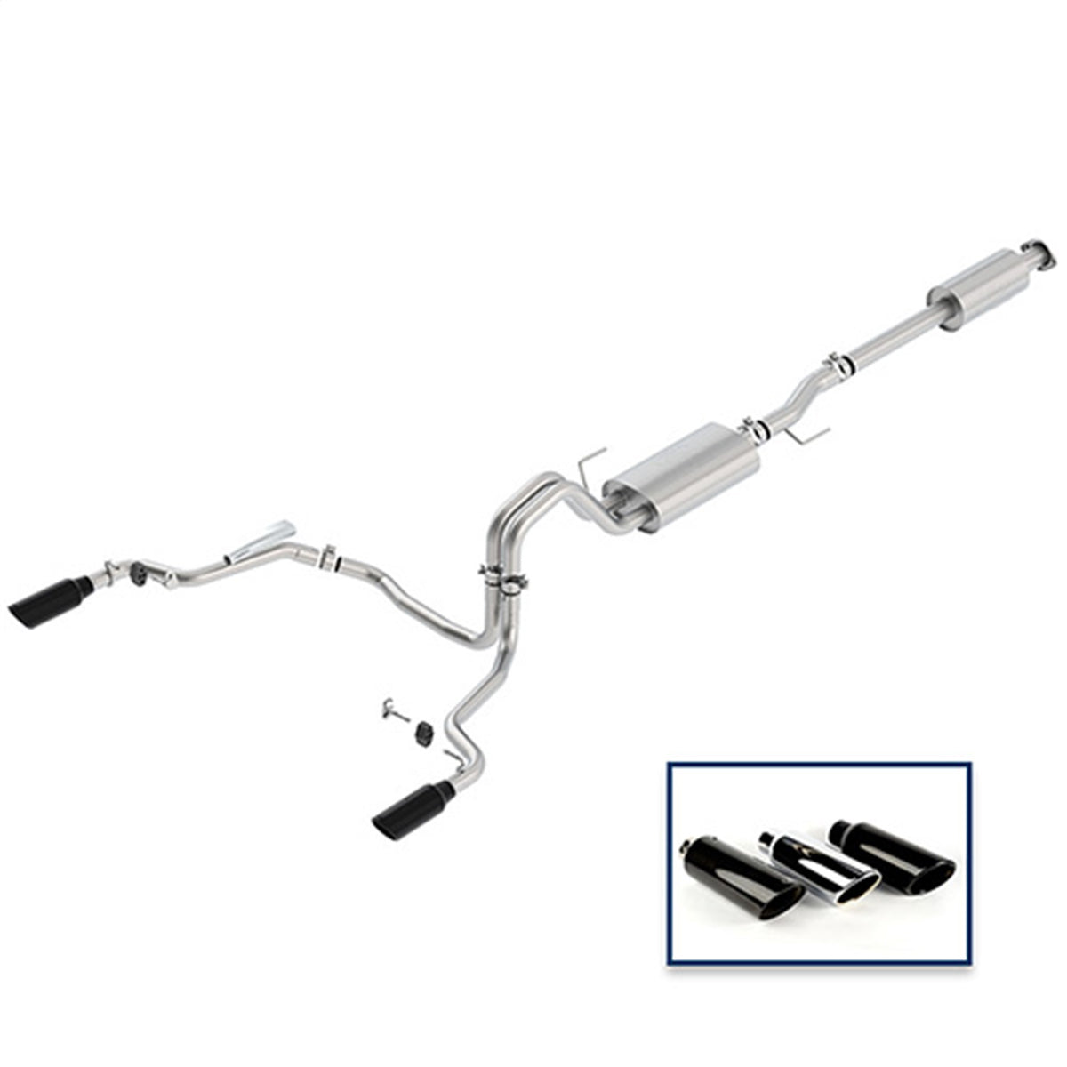 Ford Performance 2015-2020 F-150 Tour Exhaust System- Rear Exit-Black Tip — alternate view (FRPM-5200-F1550DTBA)