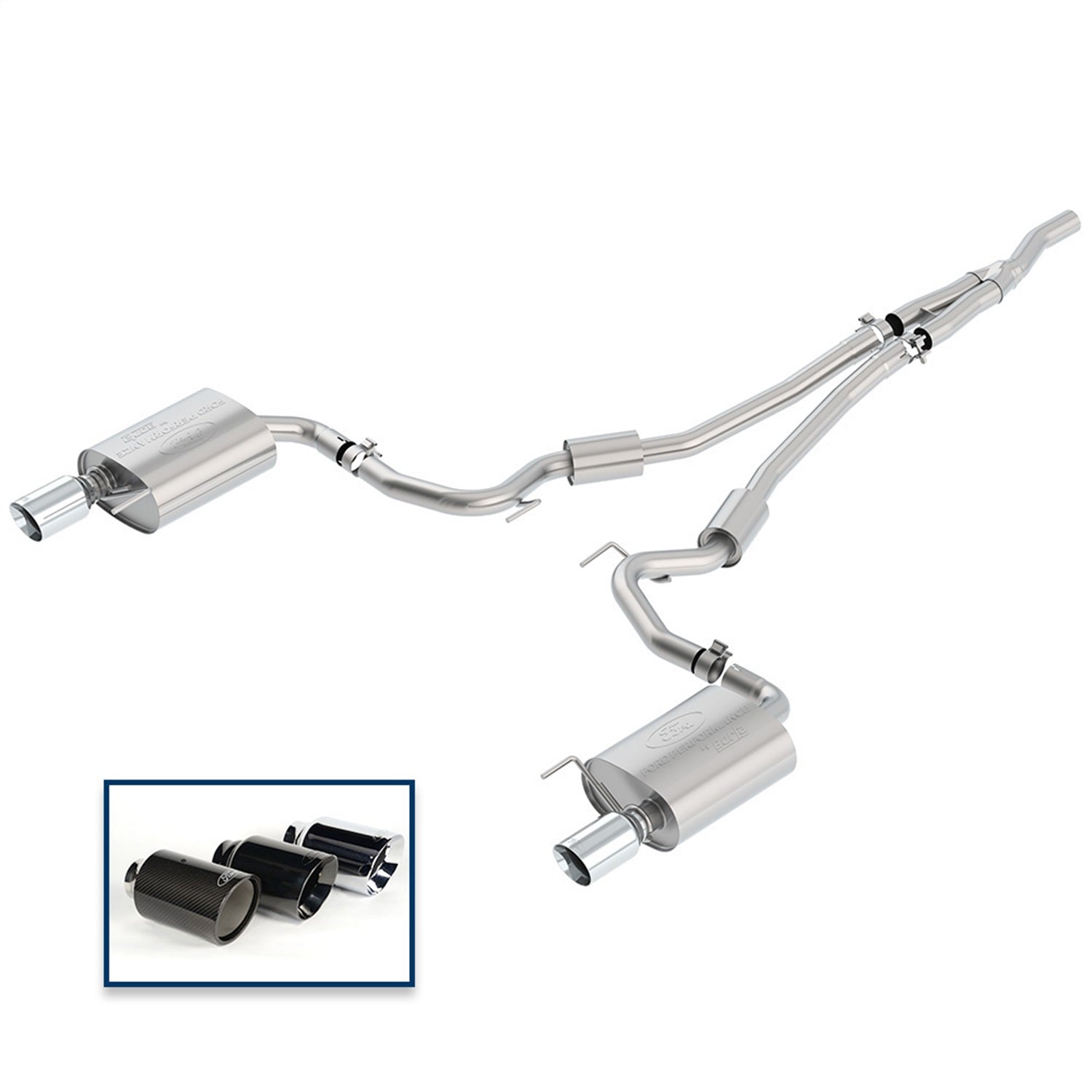 Ford Performance 2015-2023 Mustang 2.3L EcoBoost Cat-Back Sport Exhaust System With Chrome Tips (FRPM-5200-M4SCA)