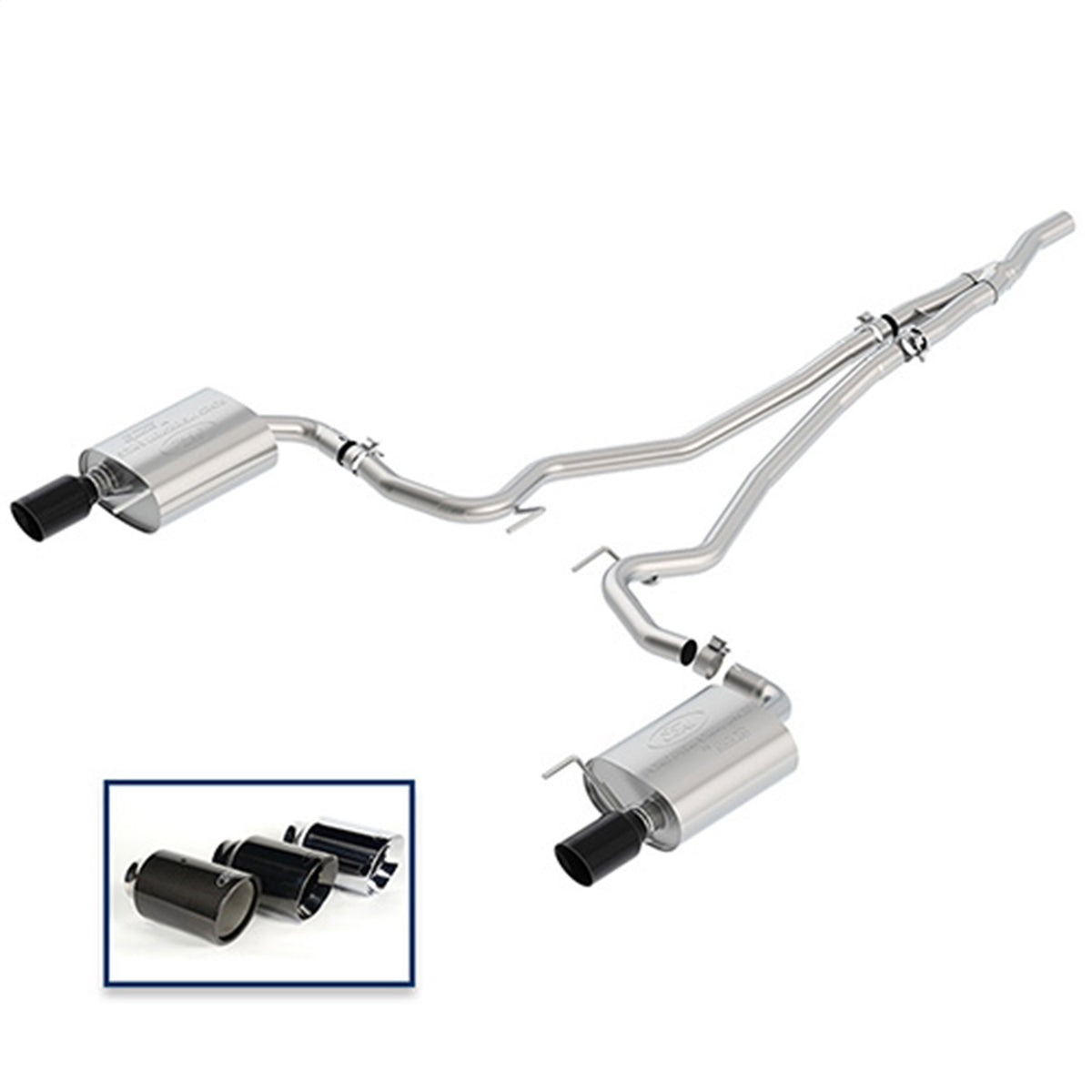 Ford Performance 2015-2023 Mustang 2.3L Extreme Exhaust System With Black Chrome Tips — alternate view (FRPM-5200-M4EBA)