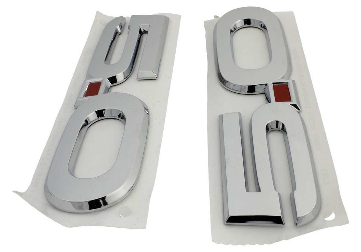 Ford Performance 2015-2023 Mustang 5.0L Fender Emblems/Badges-Chrome-Pair — additional view (FRPM-1447-M50A)
