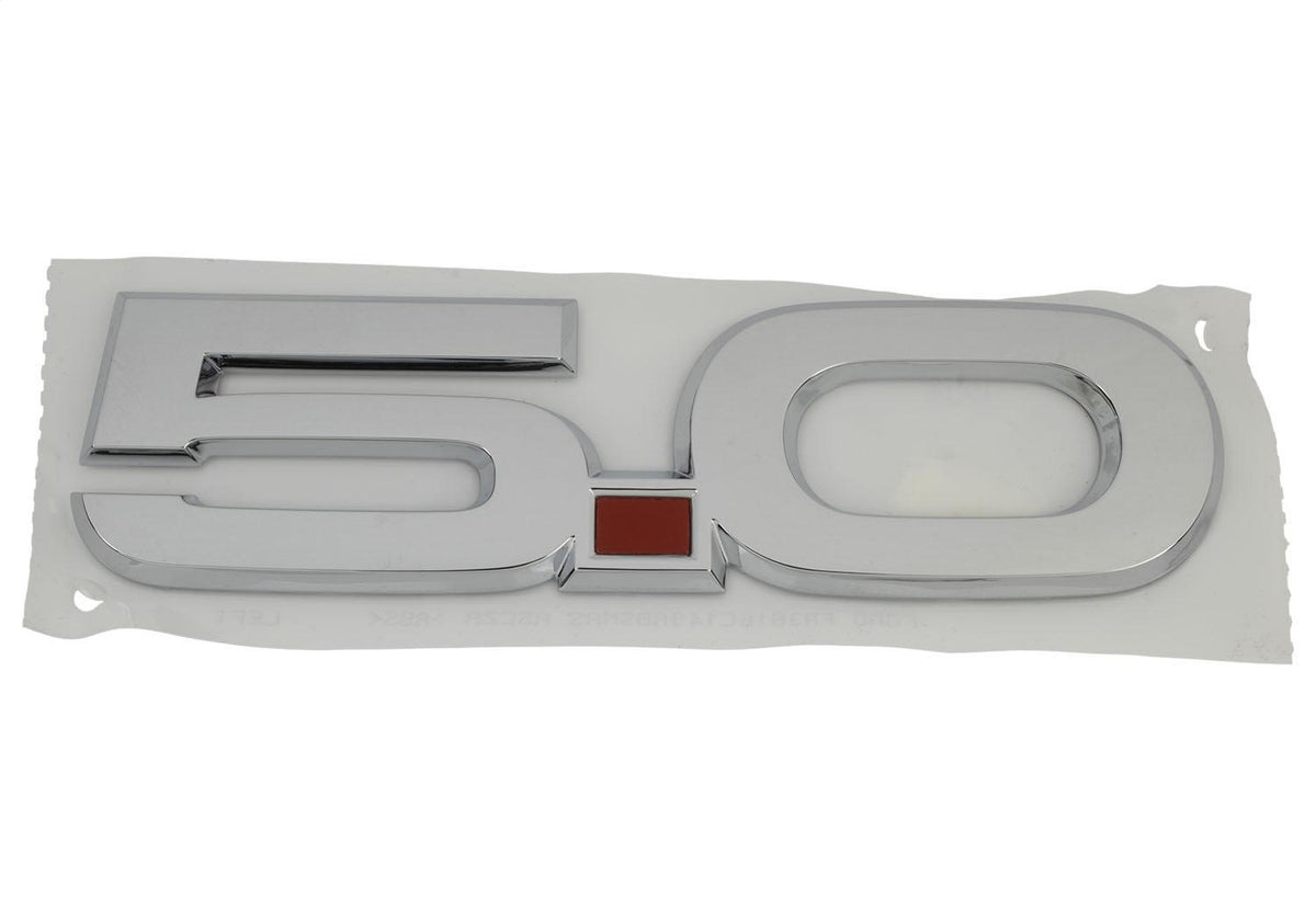 Ford Performance 2015-2023 Mustang 5.0L Fender Emblems/Badges-Chrome-Pair — alternate view (FRPM-1447-M50A)