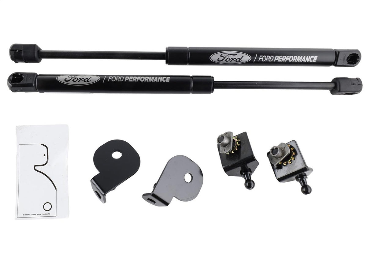 Ford Performance 2015-2023 Mustang Hood Lift Kit With Laser Engraved Ford Performance Logo — detail (FRPM-16826-MA)